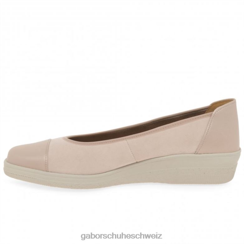 Schuhwerk Frauen Gabor hellrosa Wildleder Pumps mit niedrigem Absatz und Lackakzent in Petunia-Optik XTX02117