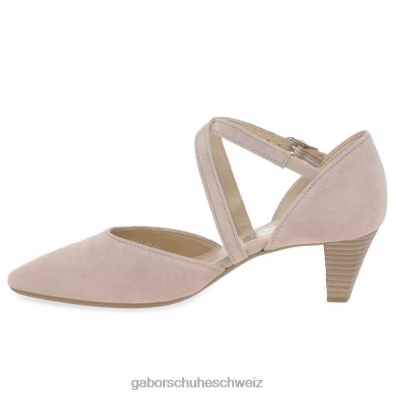 Schuhwerk Frauen Gabor antikes rosafarbenes Wildleder SS22 Callow moderne Pumps mit Kreuzriemen XTX0228