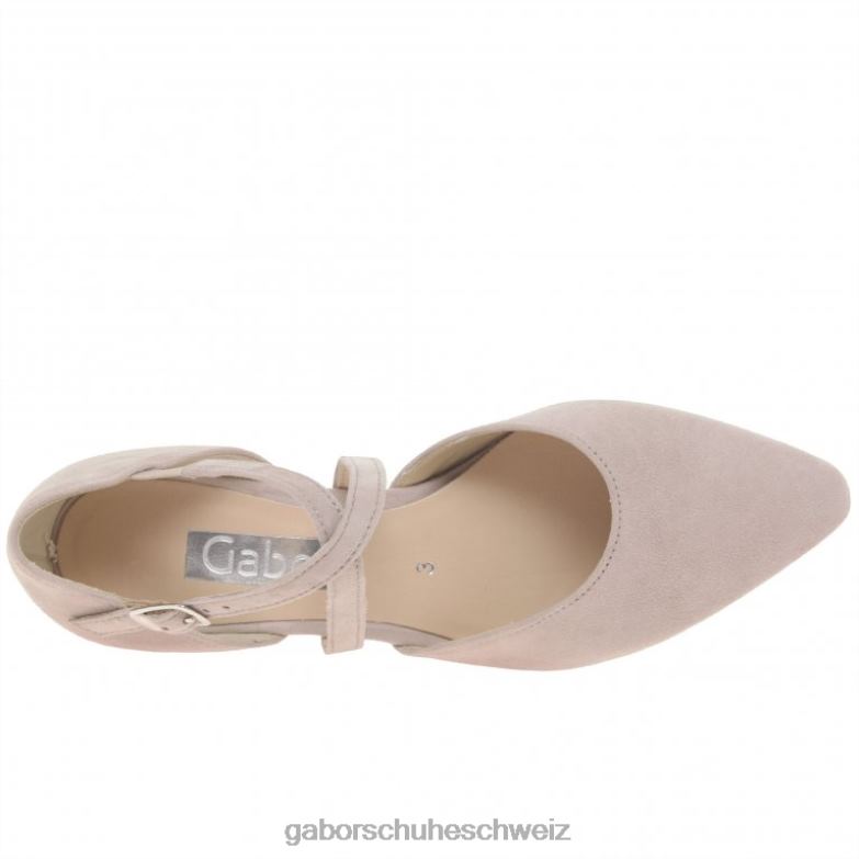 Schuhwerk Frauen Gabor antikes rosafarbenes Wildleder SS22 Callow moderne Pumps mit Kreuzriemen XTX0228