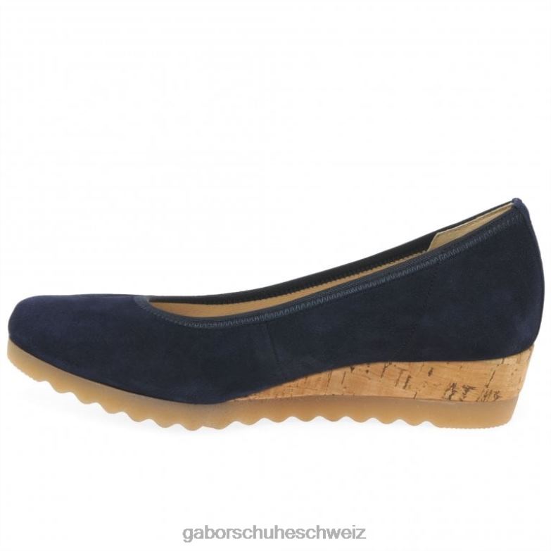 Schuhwerk Frauen Gabor dunkelblaues Wildleder Epworth-Schuhe mit niedrigem Keilabsatz XTX0232