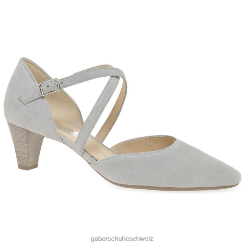 Schuhwerk Frauen Gabor hellgraues Wildleder Callow moderne Pumps mit Kreuzriemen XTX0229