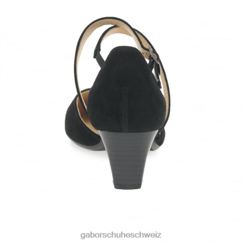 Schuhwerk Frauen Gabor schwarzes Wildleder Callow moderne Pumps mit Kreuzriemen XTX0231