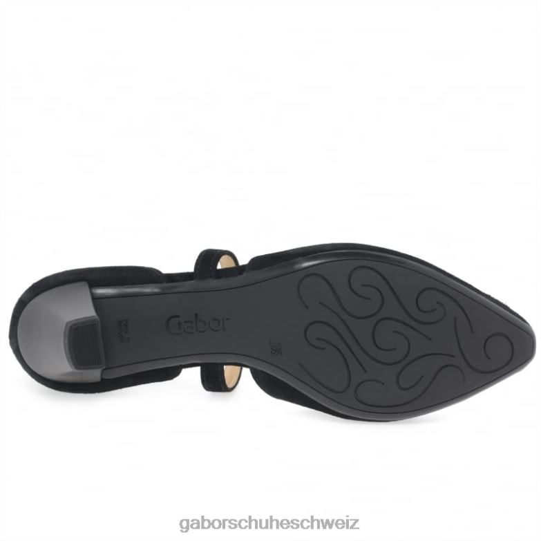 Schuhwerk Frauen Gabor schwarzes Wildleder Callow moderne Pumps mit Kreuzriemen XTX0231