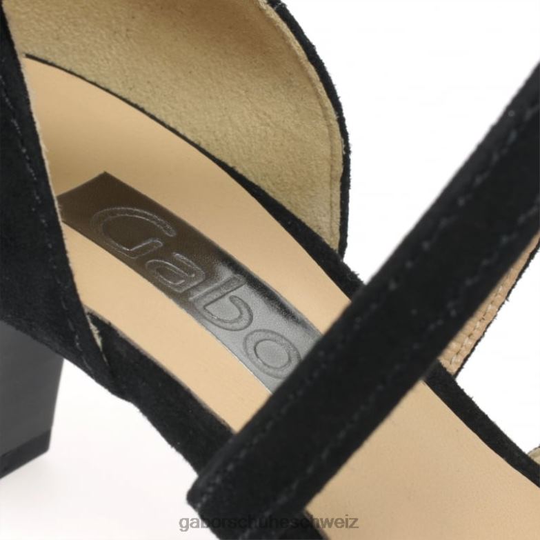 Schuhwerk Frauen Gabor schwarzes Wildleder Callow moderne Pumps mit Kreuzriemen XTX0231