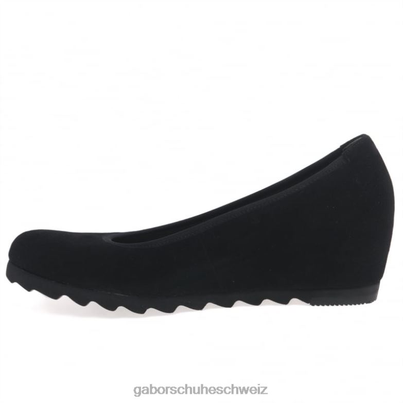 Schuhwerk Frauen Gabor schwarzes Wildleder Fordern Sie moderne Pumps mit Keilabsatz an XTX0261