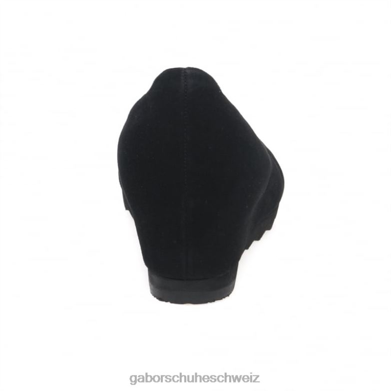 Schuhwerk Frauen Gabor schwarzes Wildleder Fordern Sie moderne Pumps mit Keilabsatz an XTX0261