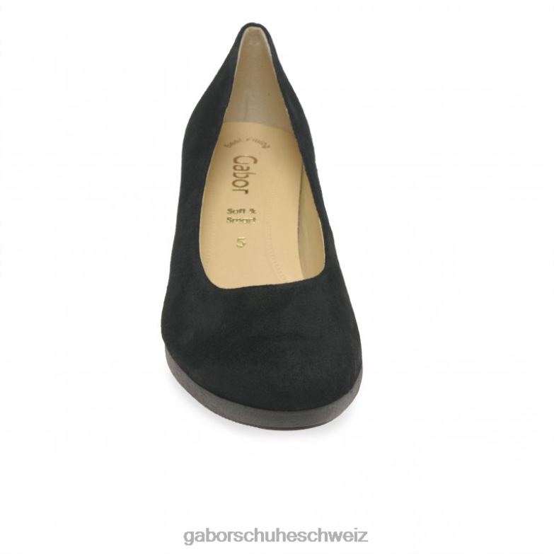 Schuhwerk Frauen Gabor schwarzes Wildleder Kasi Pumps XTX0272