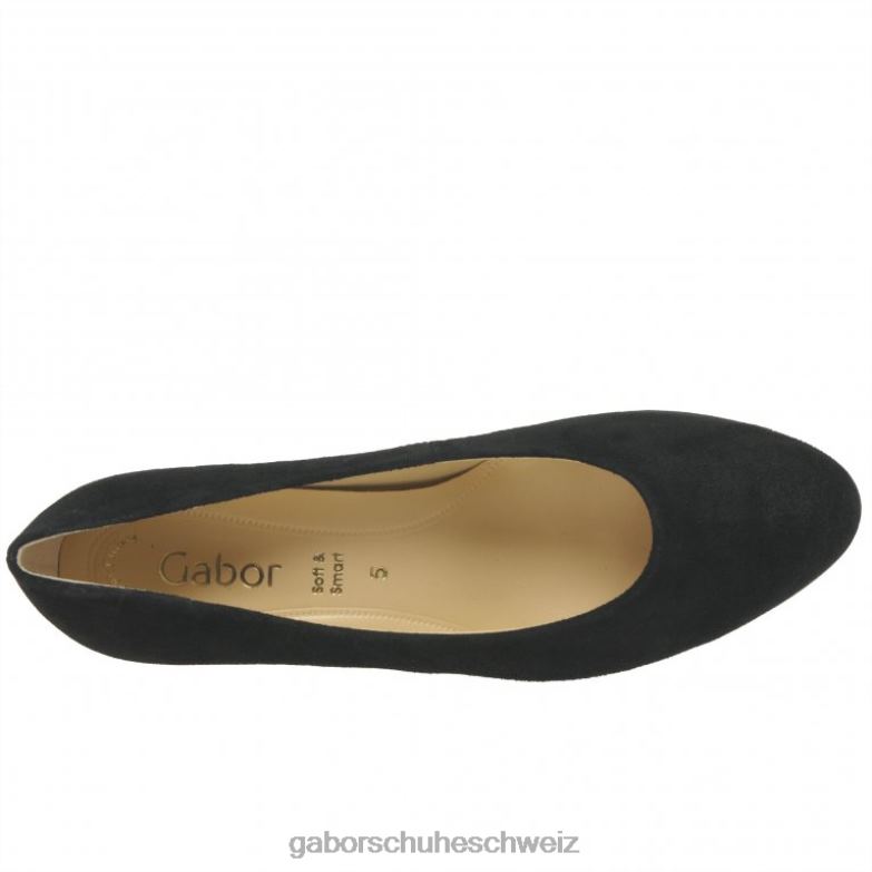 Schuhwerk Frauen Gabor schwarzes Wildleder Kasi Pumps XTX0272