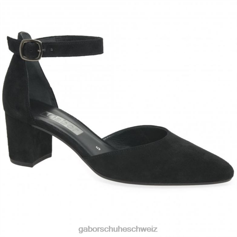 Schuhwerk Frauen Gabor schwarzes Wildleder Offene Gala-Pumps XTX0239