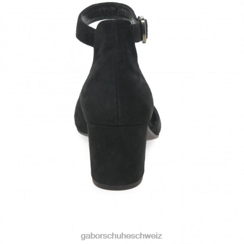Schuhwerk Frauen Gabor schwarzes Wildleder Offene Gala-Pumps XTX0239