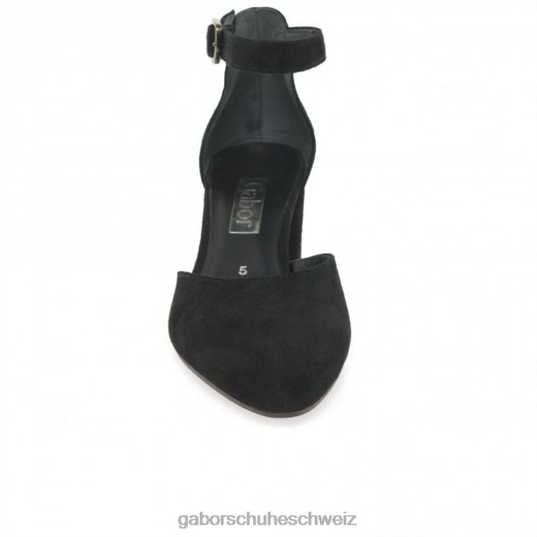 Schuhwerk Frauen Gabor schwarzes Wildleder Offene Gala-Pumps XTX0239