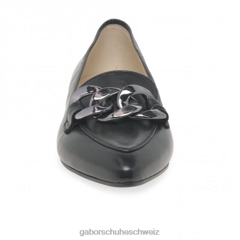 Schuhwerk Frauen Gabor schwarzes Leder Carol-Slipper XTX0297