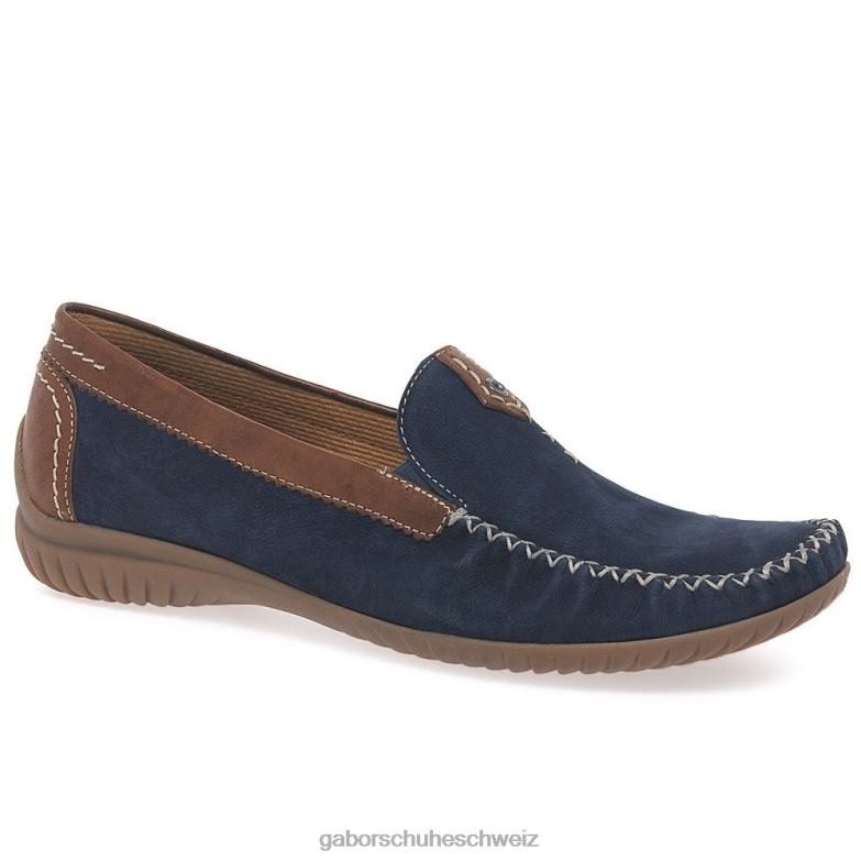 Schuhwerk Frauen Gabor Marineblaues Nubuk/Hellbraun California sportliche Mokassins XTX02319