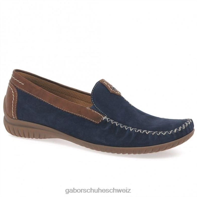 Schuhwerk Frauen Gabor Marineblaues Nubuk/Hellbraun California sportliche Mokassins XTX02319