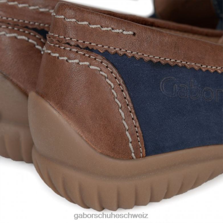 Schuhwerk Frauen Gabor Marineblaues Nubuk/Hellbraun California sportliche Mokassins XTX02319