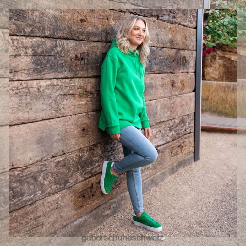 Schuhwerk Frauen Gabor Grünes Wildleder/Weiß Camrose-Trainer XTX02138