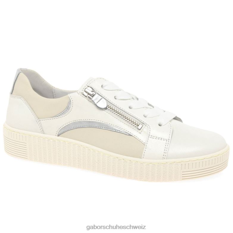 Schuhwerk Frauen Gabor Latte-Silber-Kombi Wemo-Trainer XTX02142