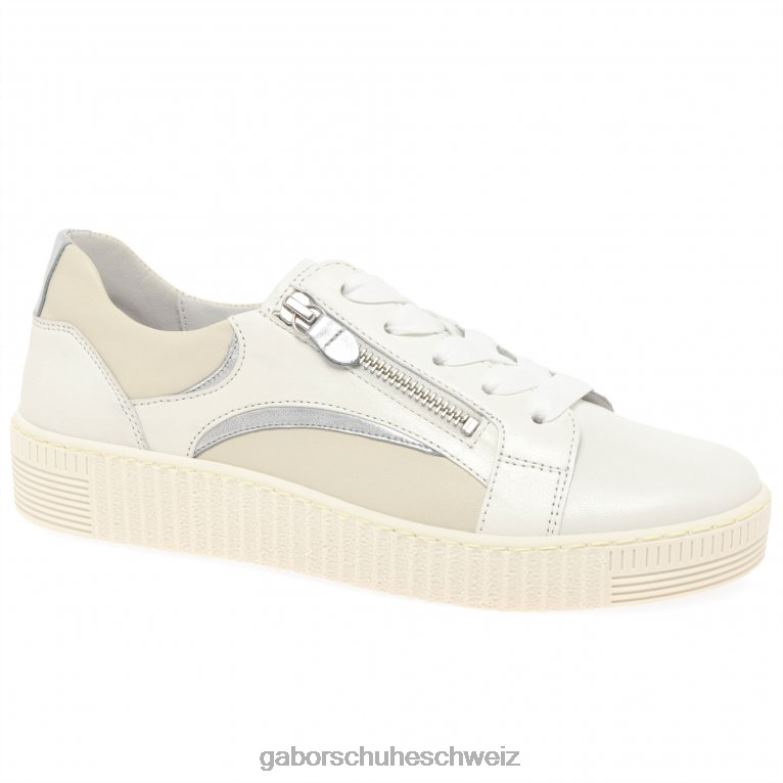Schuhwerk Frauen Gabor Latte-Silber-Kombi Wemo-Trainer XTX02142