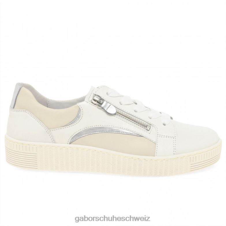 Schuhwerk Frauen Gabor Latte-Silber-Kombi Wemo-Trainer XTX02142