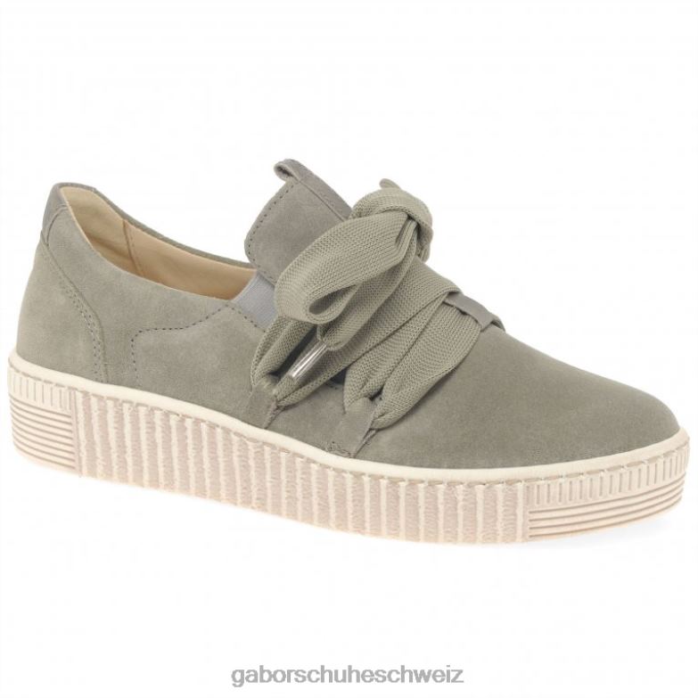 Schuhwerk Frauen Gabor Salvia/Bronze-Wildleder Lässige Walzer-Sneaker XTX02127