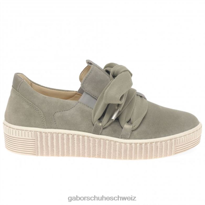 Schuhwerk Frauen Gabor Salvia/Bronze-Wildleder Lässige Walzer-Sneaker XTX02127