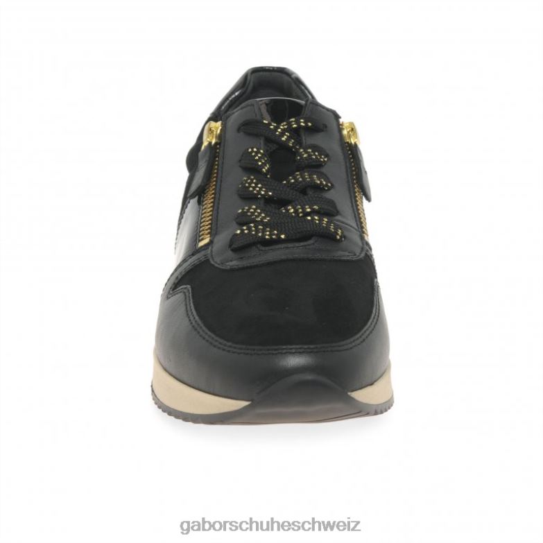 Schuhwerk Frauen Gabor Schwarz/Wildleder/Lack Lulea Freizeittrainer XTX02150