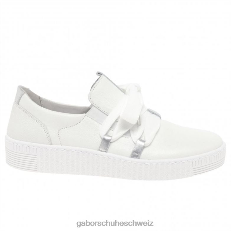 Schuhwerk Frauen Gabor Weißsilber Lässige Walzer-Sneaker XTX02130