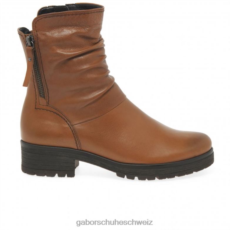 Schuhwerk Frauen Gabor Cognac Zola Bikerstiefel XTX02334