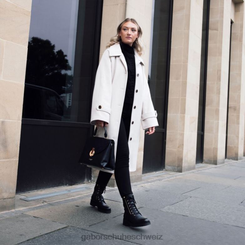 Schuhwerk Frauen Gabor Schwarz Bikerstiefel servieren XTX02253