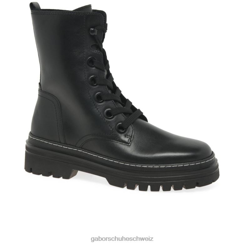 Schuhwerk Frauen Gabor schwarz/weißer Stich Genua-Militärstiefel XTX02232