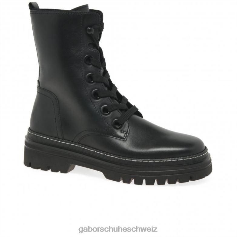 Schuhwerk Frauen Gabor schwarz/weißer Stich Genua-Militärstiefel XTX02232