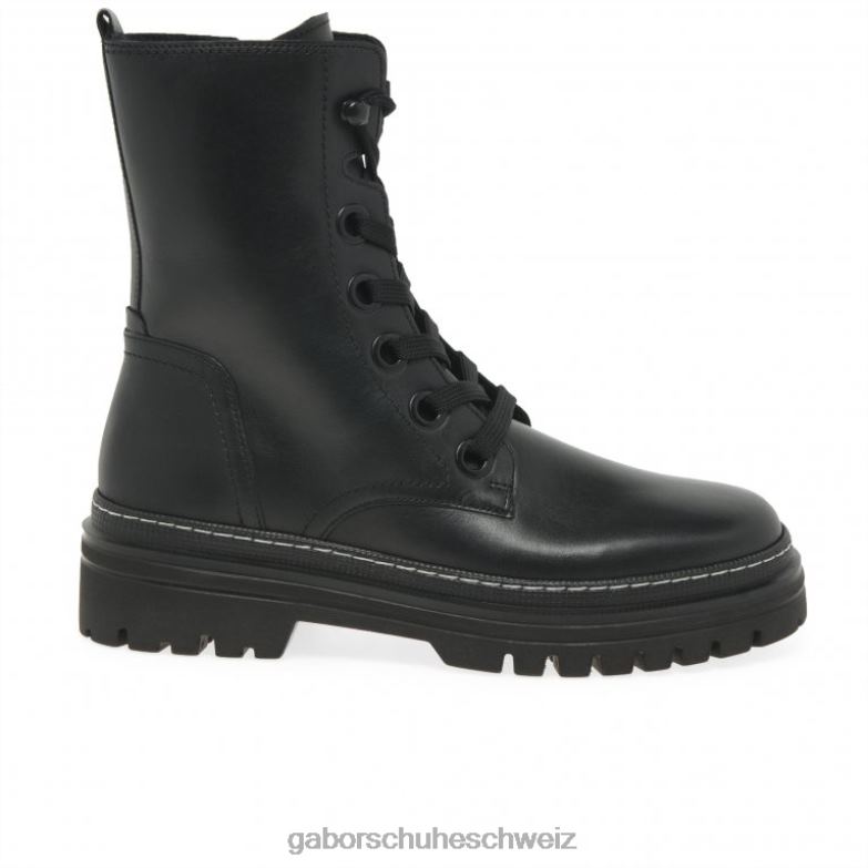 Schuhwerk Frauen Gabor schwarz/weißer Stich Genua-Militärstiefel XTX02232