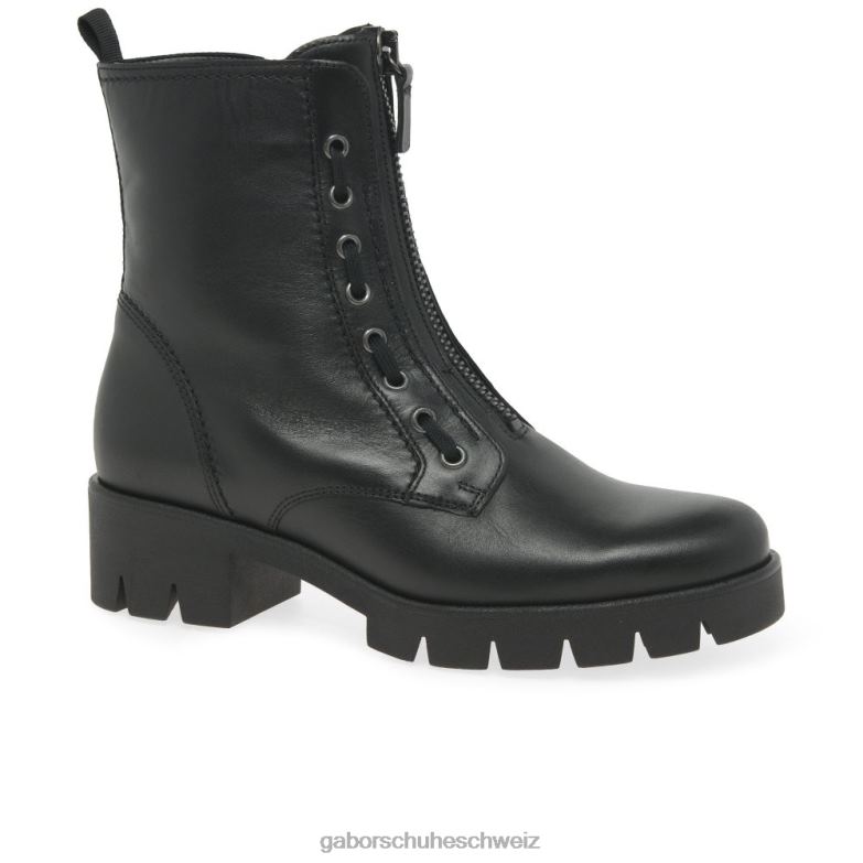 Schuhwerk Frauen Gabor schwarzes Leder Banter-Stiefeletten XTX02257