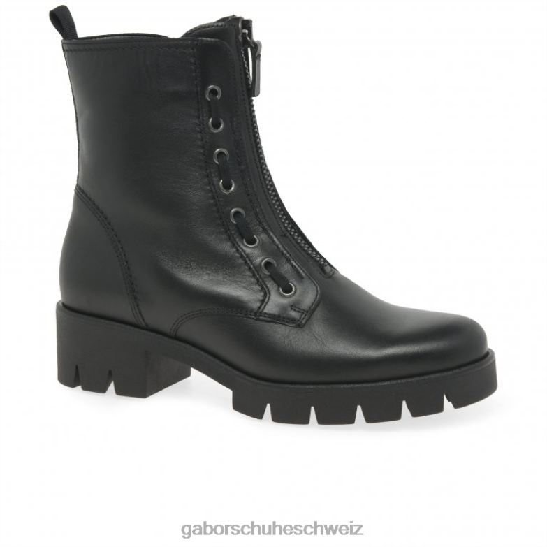 Schuhwerk Frauen Gabor schwarzes Leder Banter-Stiefeletten XTX02257