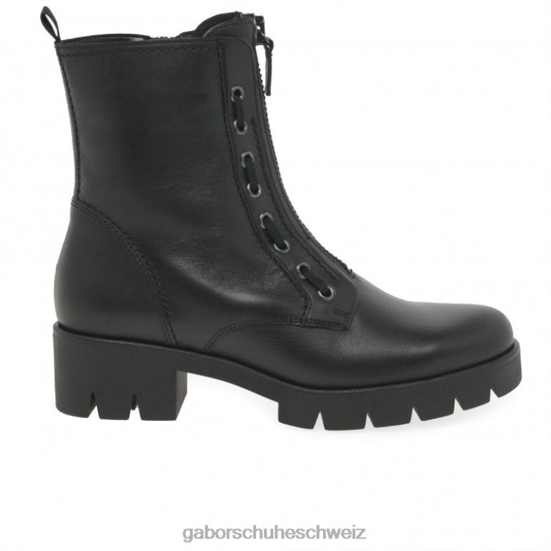 Schuhwerk Frauen Gabor schwarzes Leder Banter-Stiefeletten XTX02257