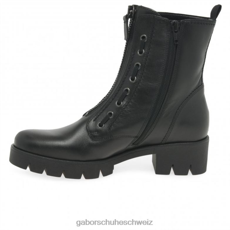 Schuhwerk Frauen Gabor schwarzes Leder Banter-Stiefeletten XTX02257