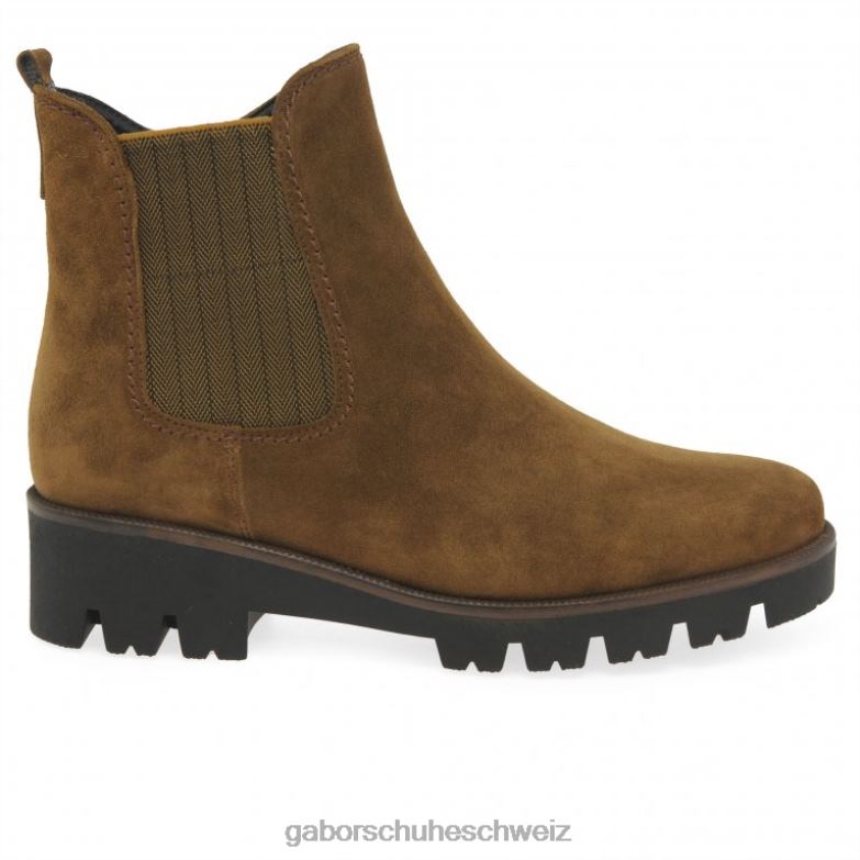 Schuhwerk Frauen Gabor cognacfarbenes Wildleder Newport Chelsea-Stiefel XTX02212