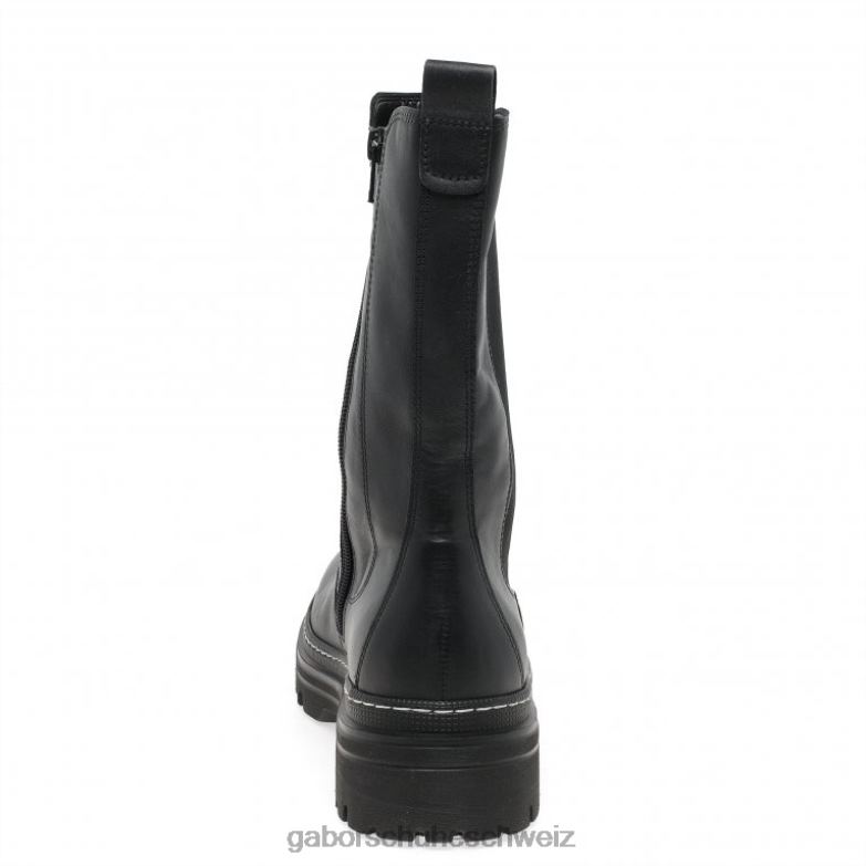 Schuhwerk Frauen Gabor schwarz/weißer Stich Gaby wadenlange Stiefel XTX02259