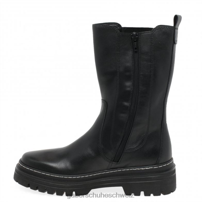 Schuhwerk Frauen Gabor schwarz/weißer Stich Gaby wadenlange Stiefel XTX02259