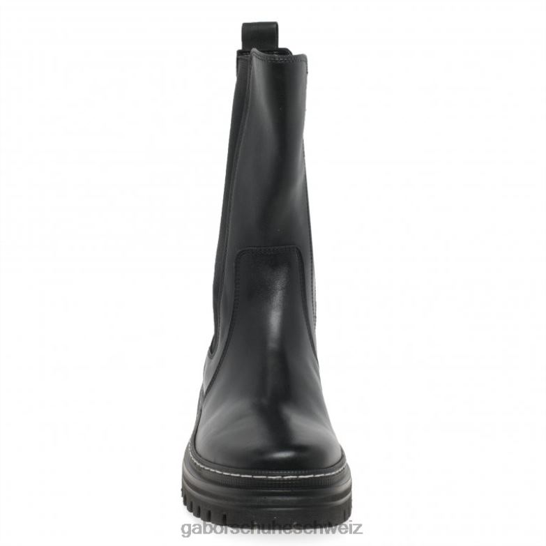 Schuhwerk Frauen Gabor schwarz/weißer Stich Gaby wadenlange Stiefel XTX02259