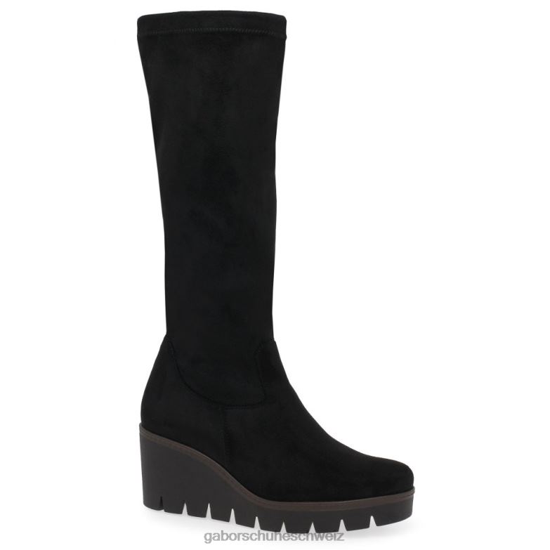 Schuhwerk Frauen Gabor schwarzer Mikrovelours Unite M kniehohe Stiefel XTX02279