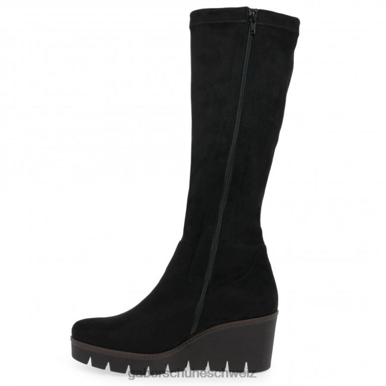 Schuhwerk Frauen Gabor schwarzer Mikrovelours Unite M kniehohe Stiefel XTX02279