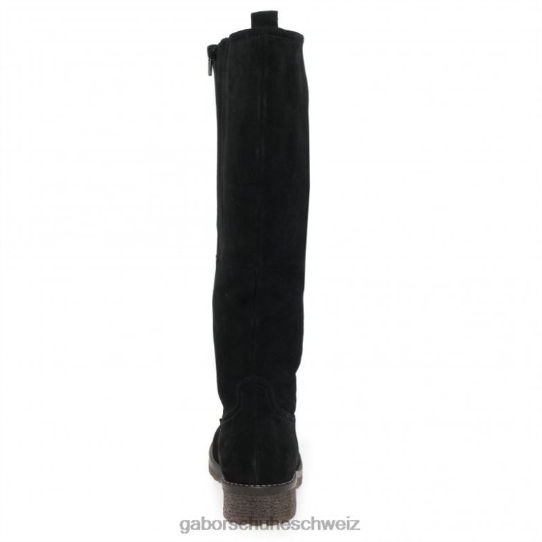 Schuhwerk Frauen Gabor schwarzes Wildleder Meir l kniehohe Stiefel XTX02278