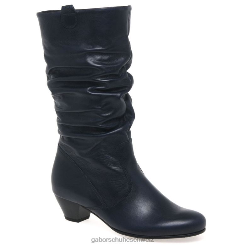 Schuhwerk Frauen Gabor Mitternacht Weit geschnittene Rachel-Lederstiefel XTX02260