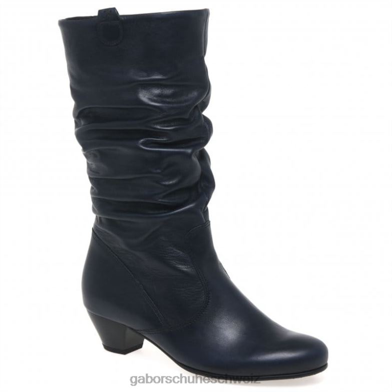 Schuhwerk Frauen Gabor Mitternacht Weit geschnittene Rachel-Lederstiefel XTX02260