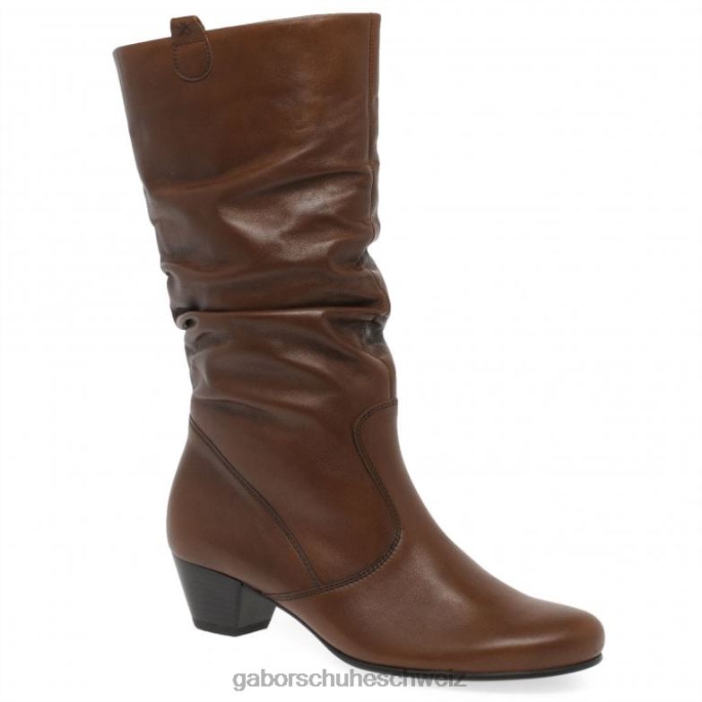 Schuhwerk Frauen Gabor Sattel Weit geschnittene Rachel-Lederstiefel XTX02261