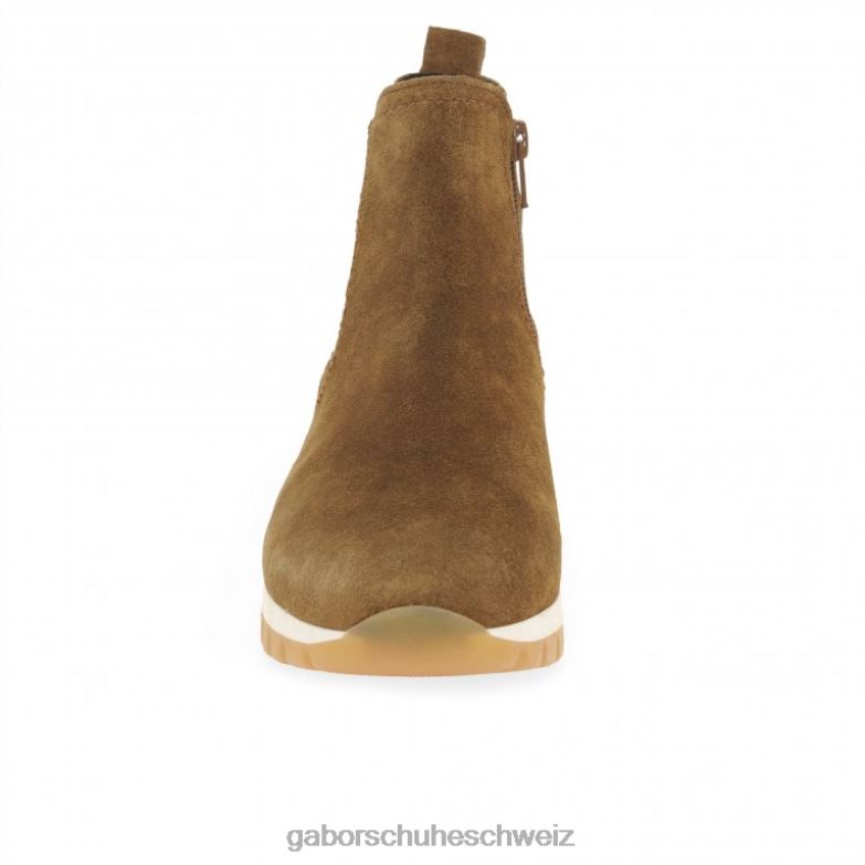 Schuhwerk Frauen Gabor cognacfarbenes Wildleder Teller-Stiefeletten XTX02227