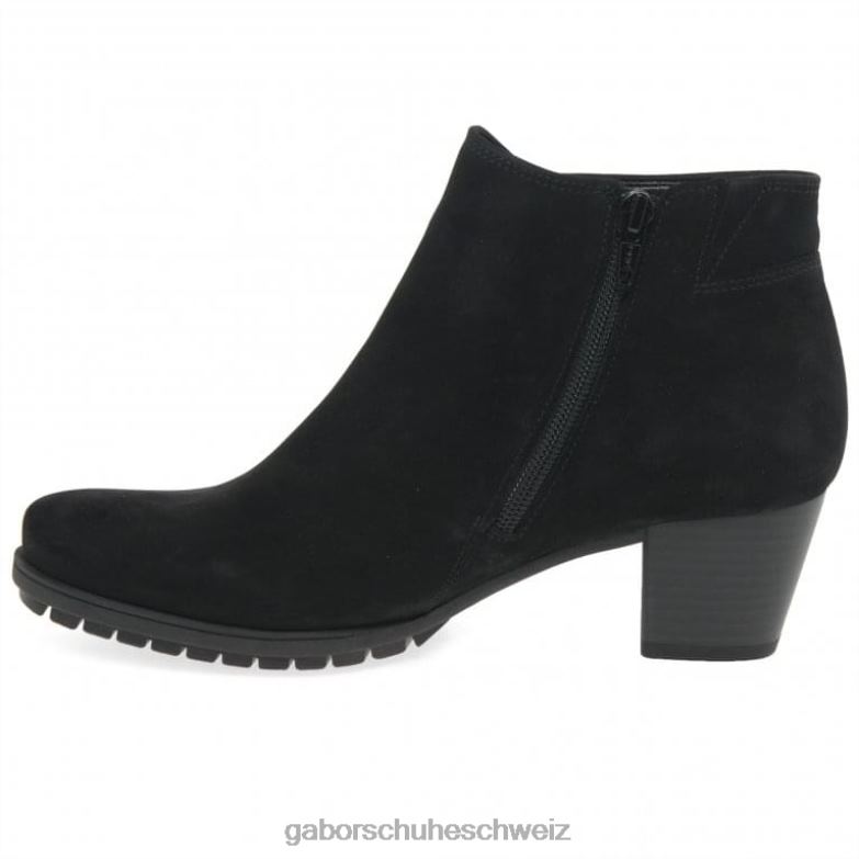 Schuhwerk Frauen Gabor schwarzes Nubuk Olivetti Stiefeletten mit Reißverschluss XTX02186