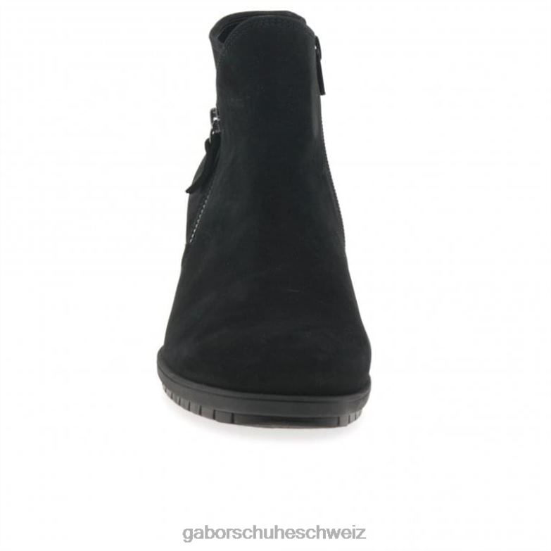 Schuhwerk Frauen Gabor schwarzes Nubuk Olivetti Stiefeletten mit Reißverschluss XTX02186