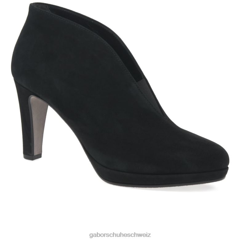 Schuhwerk Frauen Gabor schwarzes Wildleder Amien moderne Schlupfstiefeletten XTX02218